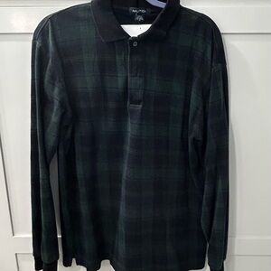 Nautica Men's Dark Plaid Polo Shirt